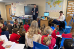 Paul speaking to pupils at Shamblehurst Primary school